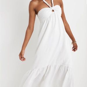 Aerie White Halter Hi Low Smocked Sundress XXL NWT